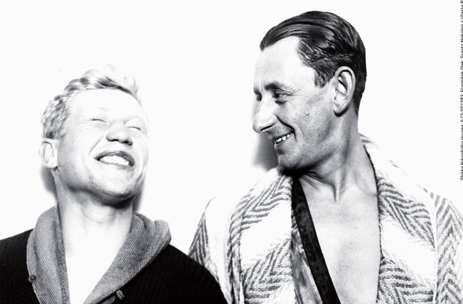 Vlasta Burian a Franta Nekolný, komik a boxer, byli hvězdami první republiky